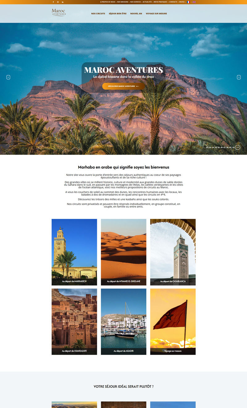 Aperçu du site Maroc Aventures